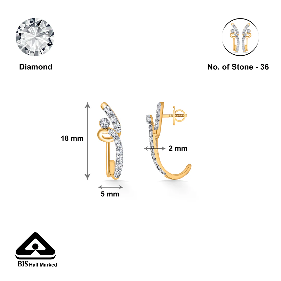 Zephyra Arc Gold & Diamond Hoops & Huggies Earring - Image 4